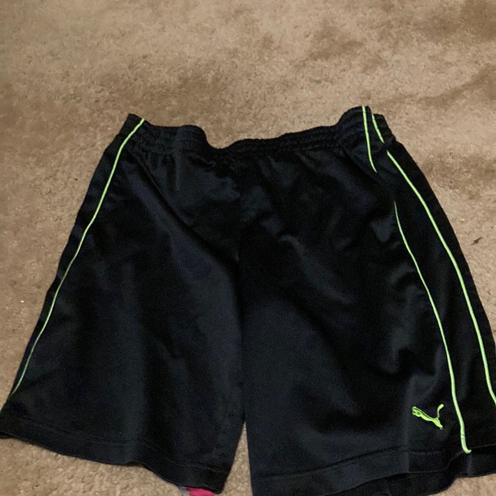 Puma Black Shorts with Neon Green Accents